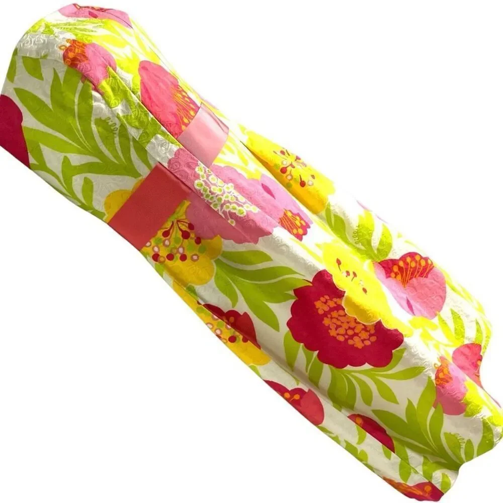 Lilly Pulitzer Strapless Floral Jacquard Dress – Pink Yellow Green – Size 6 - Picture 4 of 12